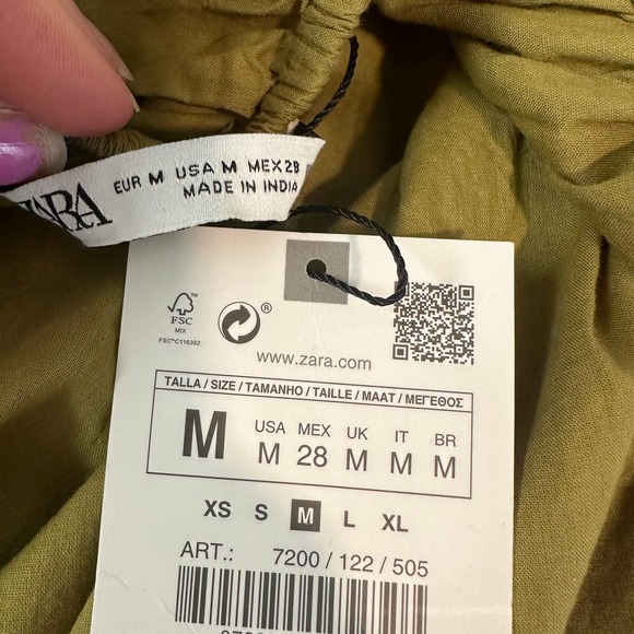 ZARA Granny Square Crochet Dress Halter Ruffle Knit Beaded Midi Green NWT - Picture 8 of 8